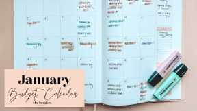 Budget With Me | January Budget Calendar | The Budget Planner | She Budgets
